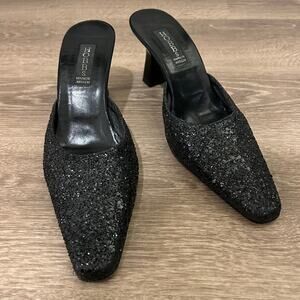 HOBBS London Marilyn‎ Anselm Glitter Mule Heels Black EU 38 US 7